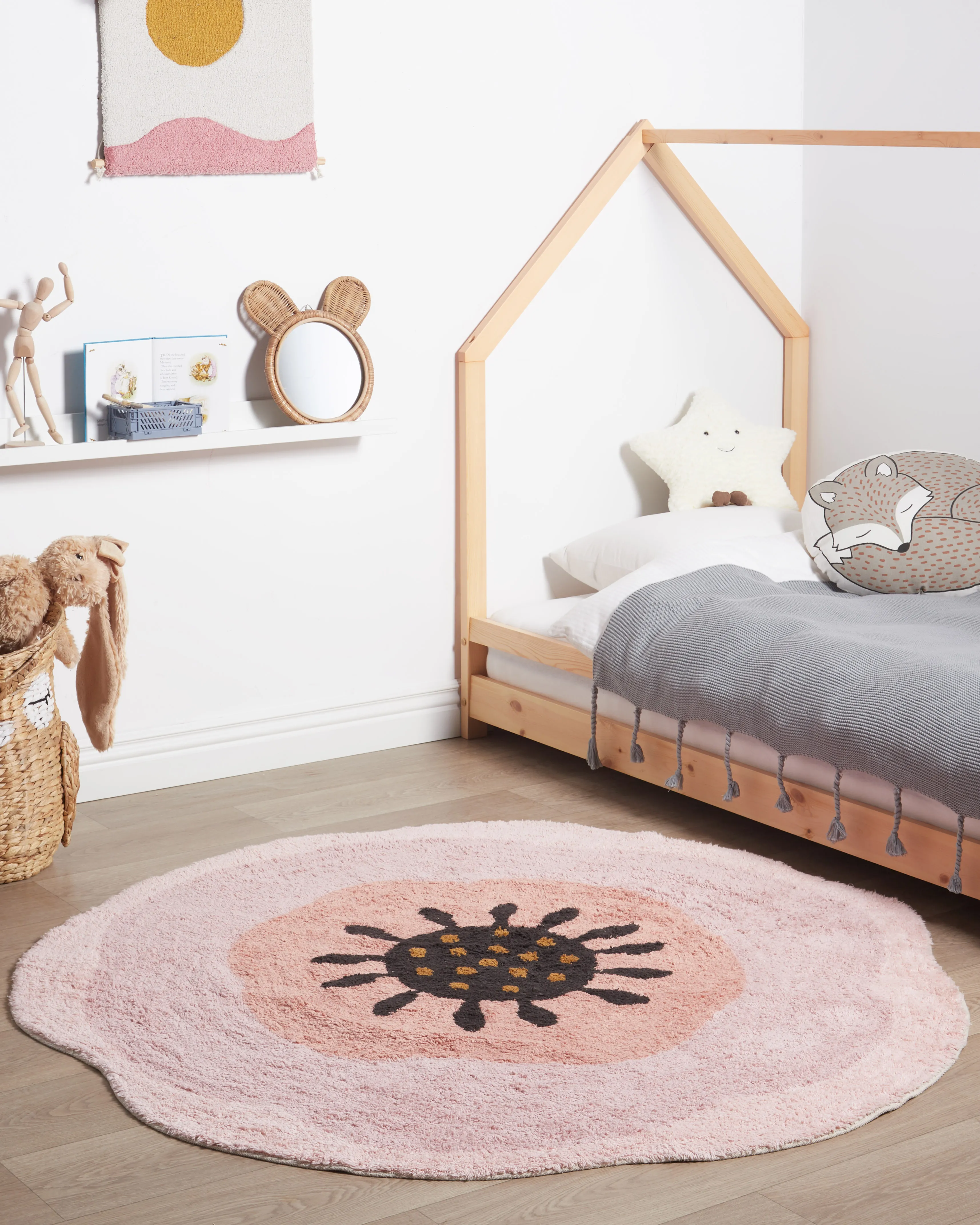 Kids Rug KHARAT Pastel Pink ? 140 cm Cotton