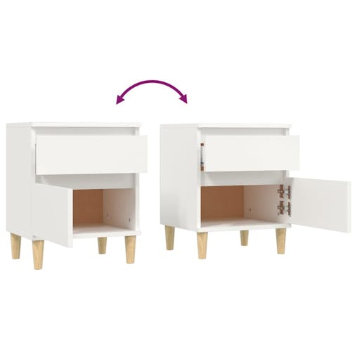 NNEVL Bedside Cabinets 2 pcs White 40x35x50 cm