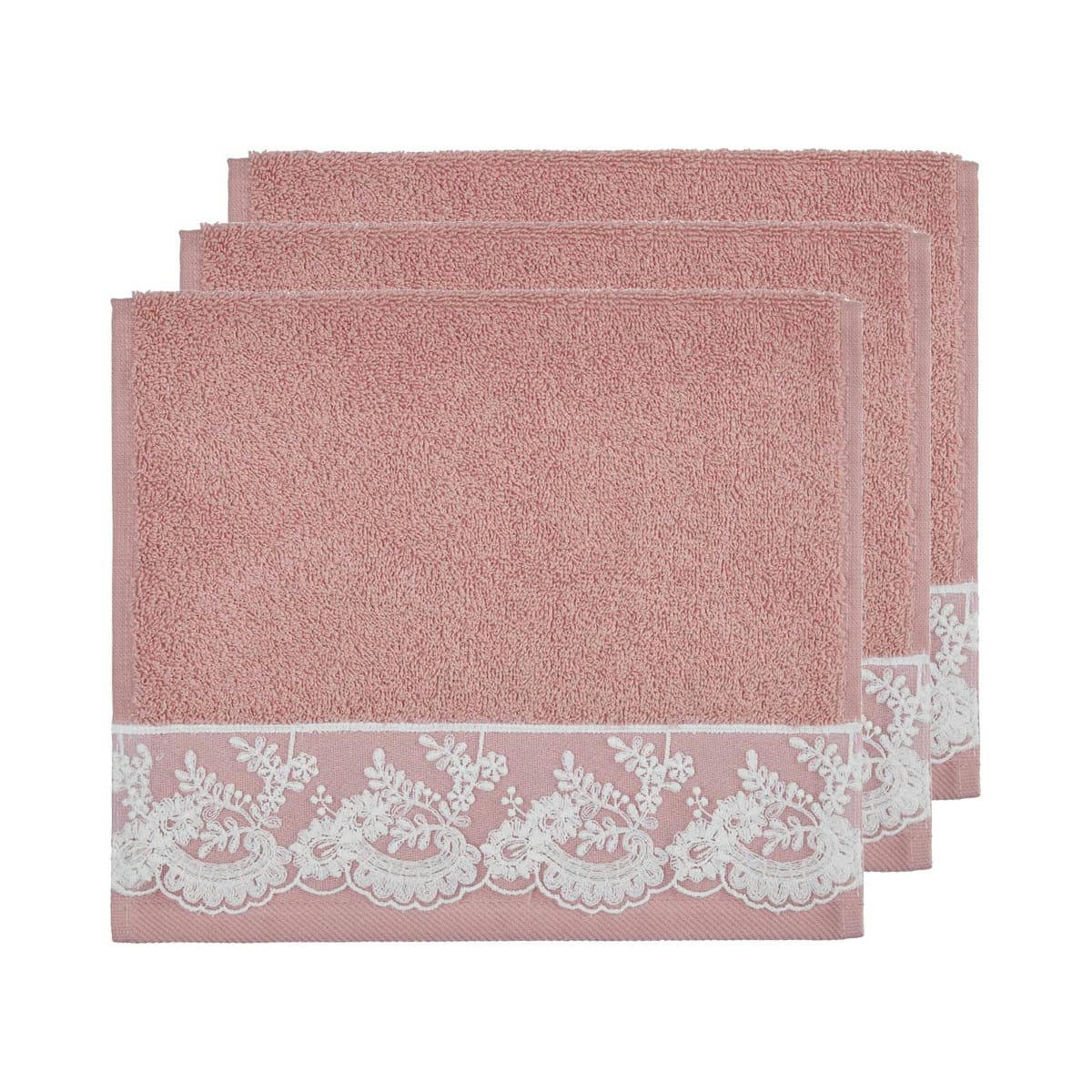 YASMEEN - Lot de 3 serviettes invité Nude 30x50 cm