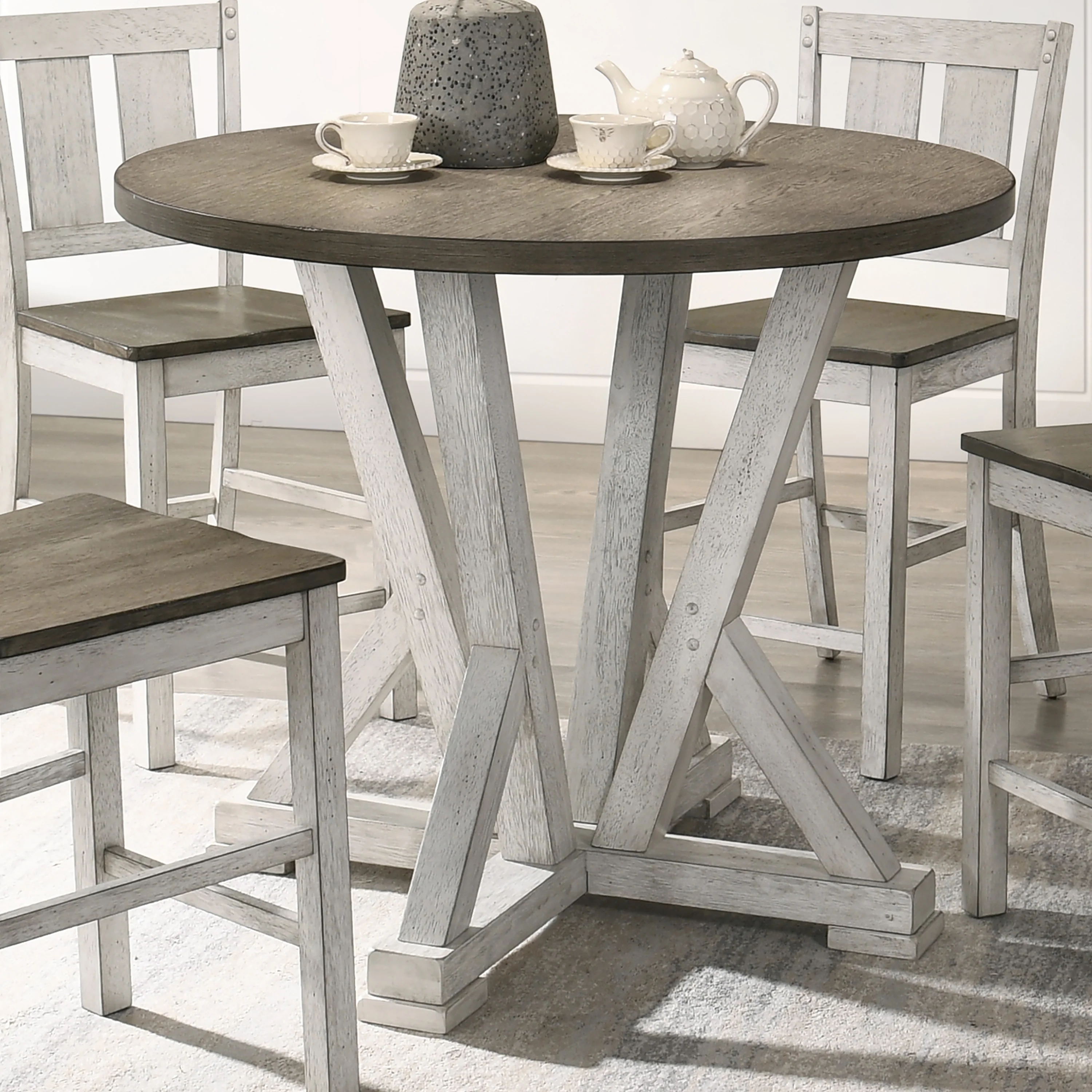 Furniture of America Theile Rustic 42-inch Round Counter Height Table