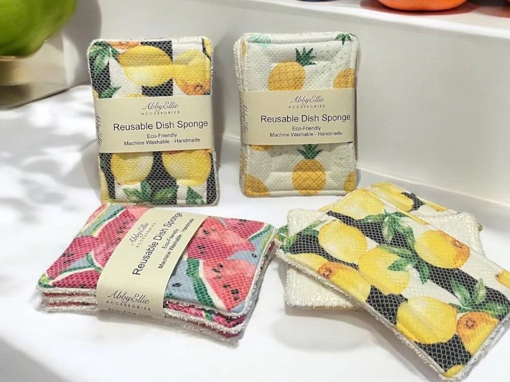 Reusable Kitchen sponge, Zero waste sponge, Eco-friendly sponge, Dish Scrubber. Zero Waste Kitchen, Dish Sponge Gift for Mom Teacher 3 Pack