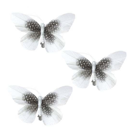 White Butterfly Clips 3 Pack