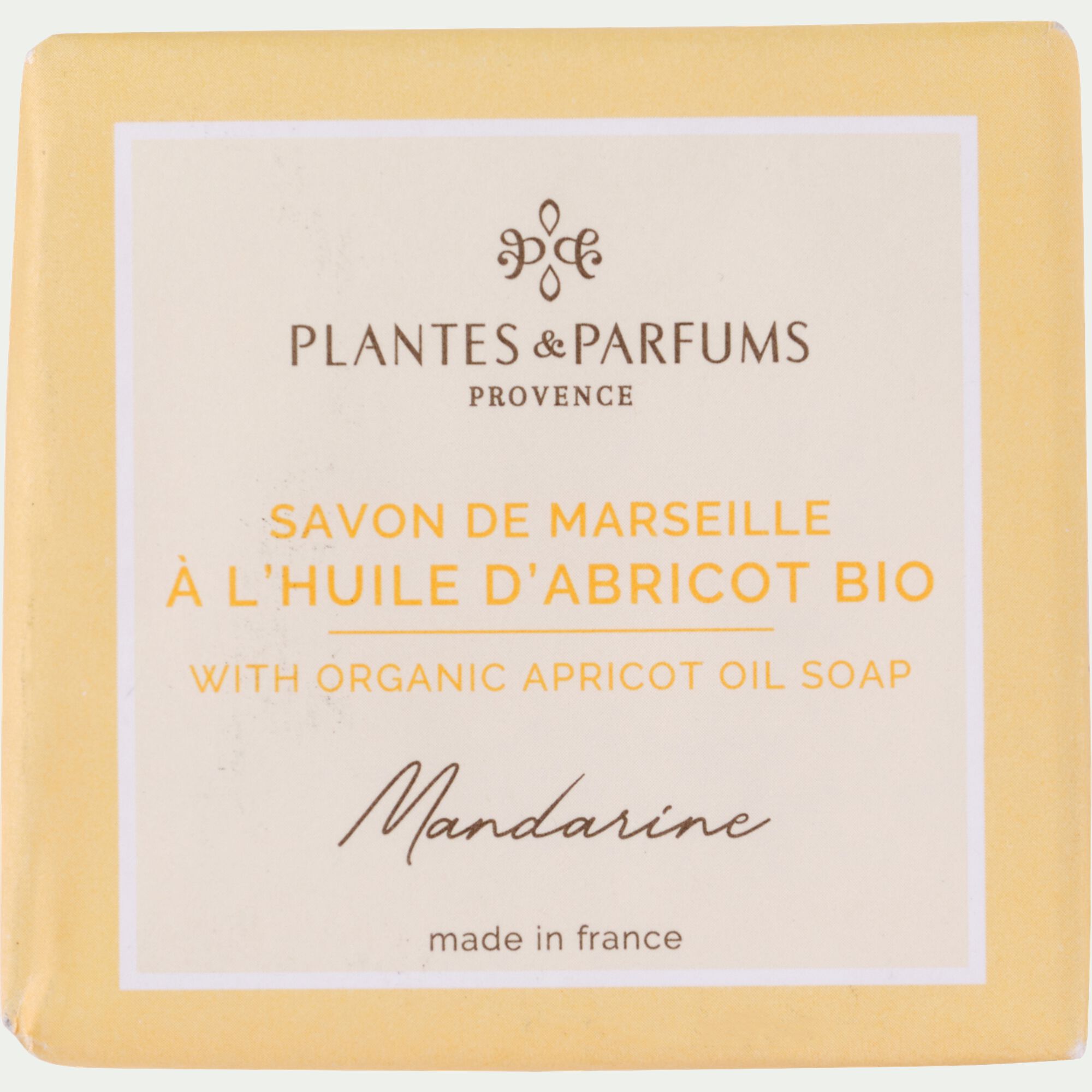 BELLON - Lot de 2 savons de Marseille à l'huile végétale d'abricot bio senteur mandarine 100g