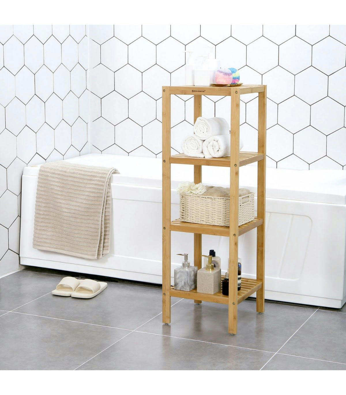 - Etagère de salle de bain avec 4 tablettes - H96 cm