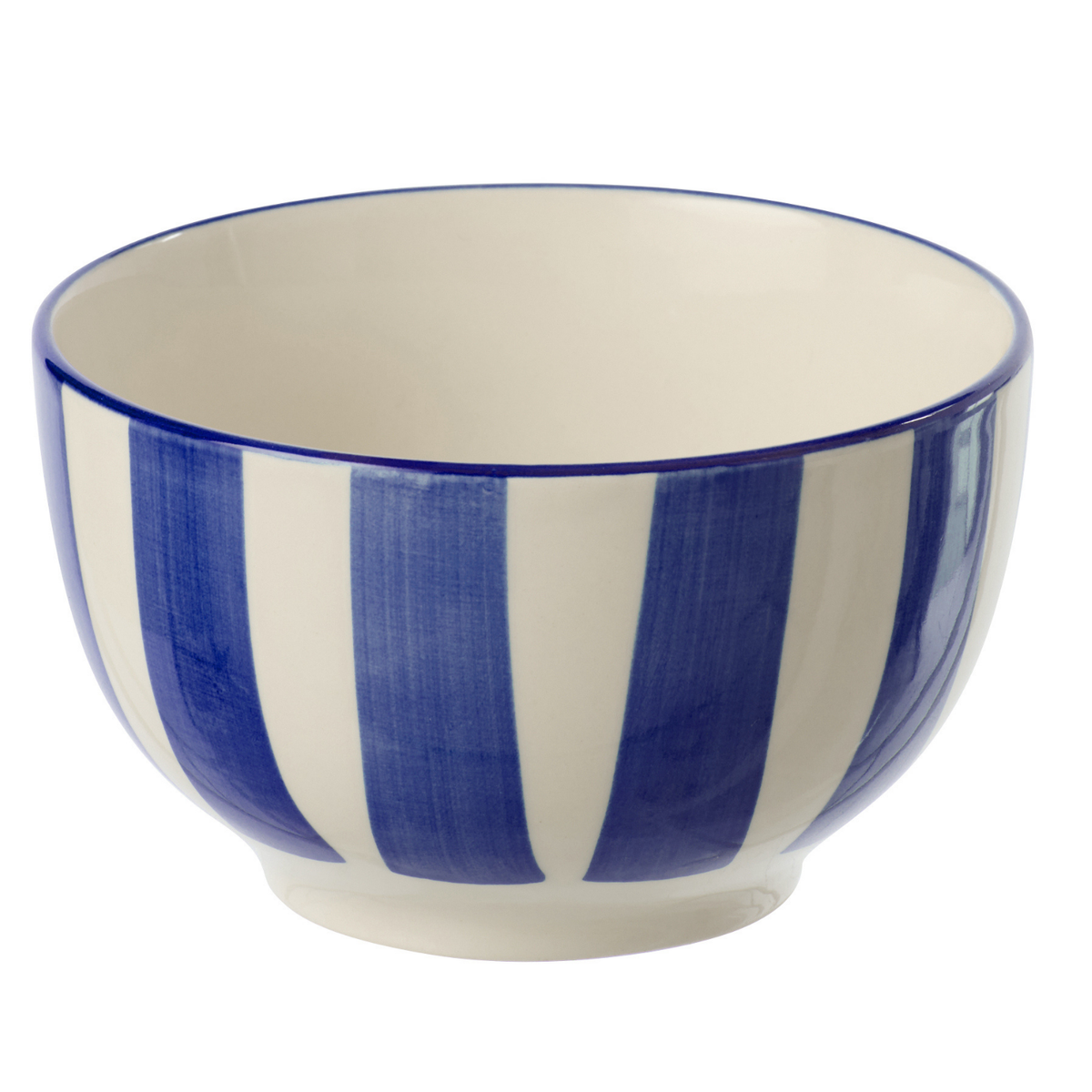 J-Line kom Gestreept - hout - wit/blauw - 6 stuks