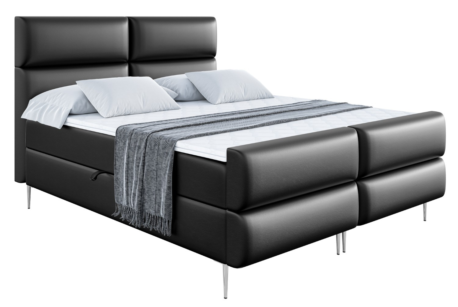 Łóżko kontynentalne - pojemnik, materac, nóżki BOXI3-FS-Z 120x200 cm