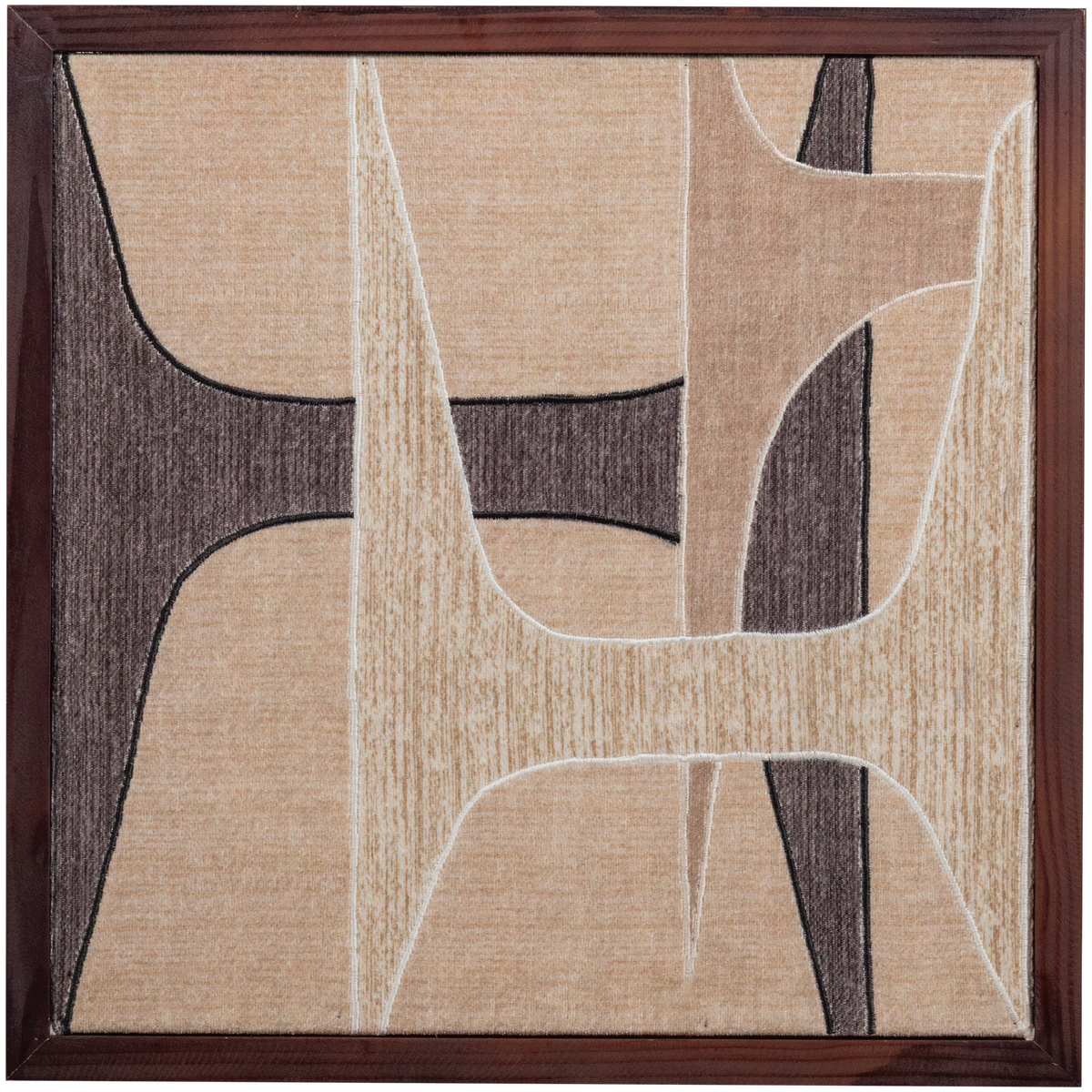 WOOOD wanddeco Anno - Katoen stof - Naturel/Bruin - 90x60x10
