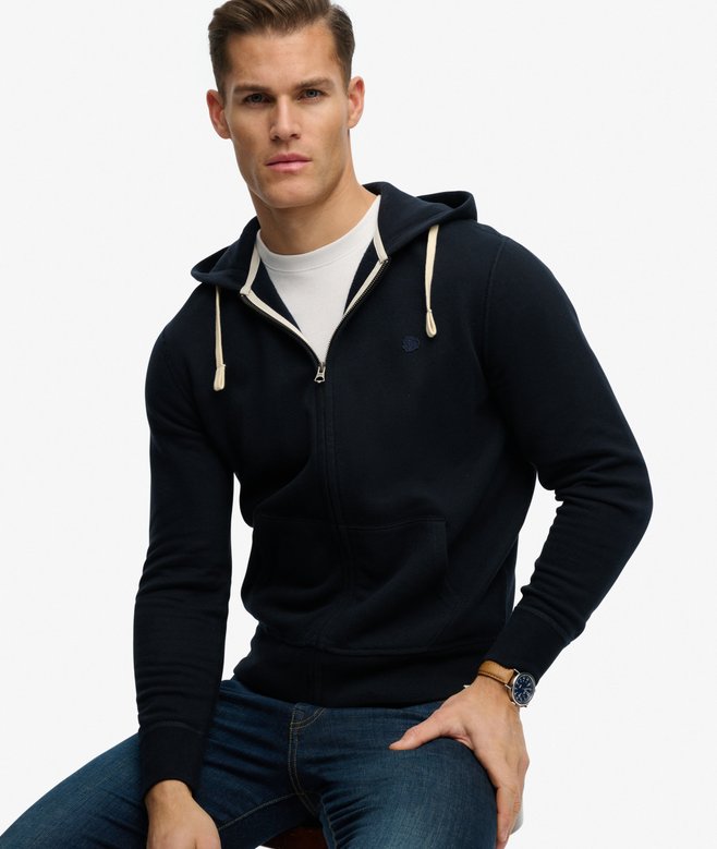 Monogram Embroidered Zip Hoodie