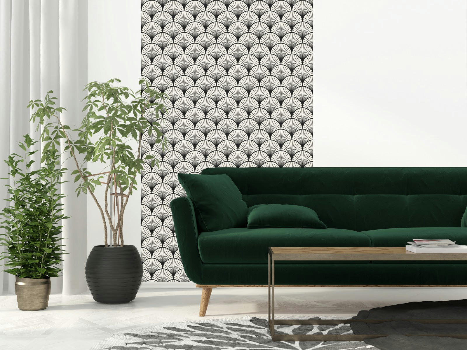 - Papier peint adhésif Seigaiha noir 60cmx2m50