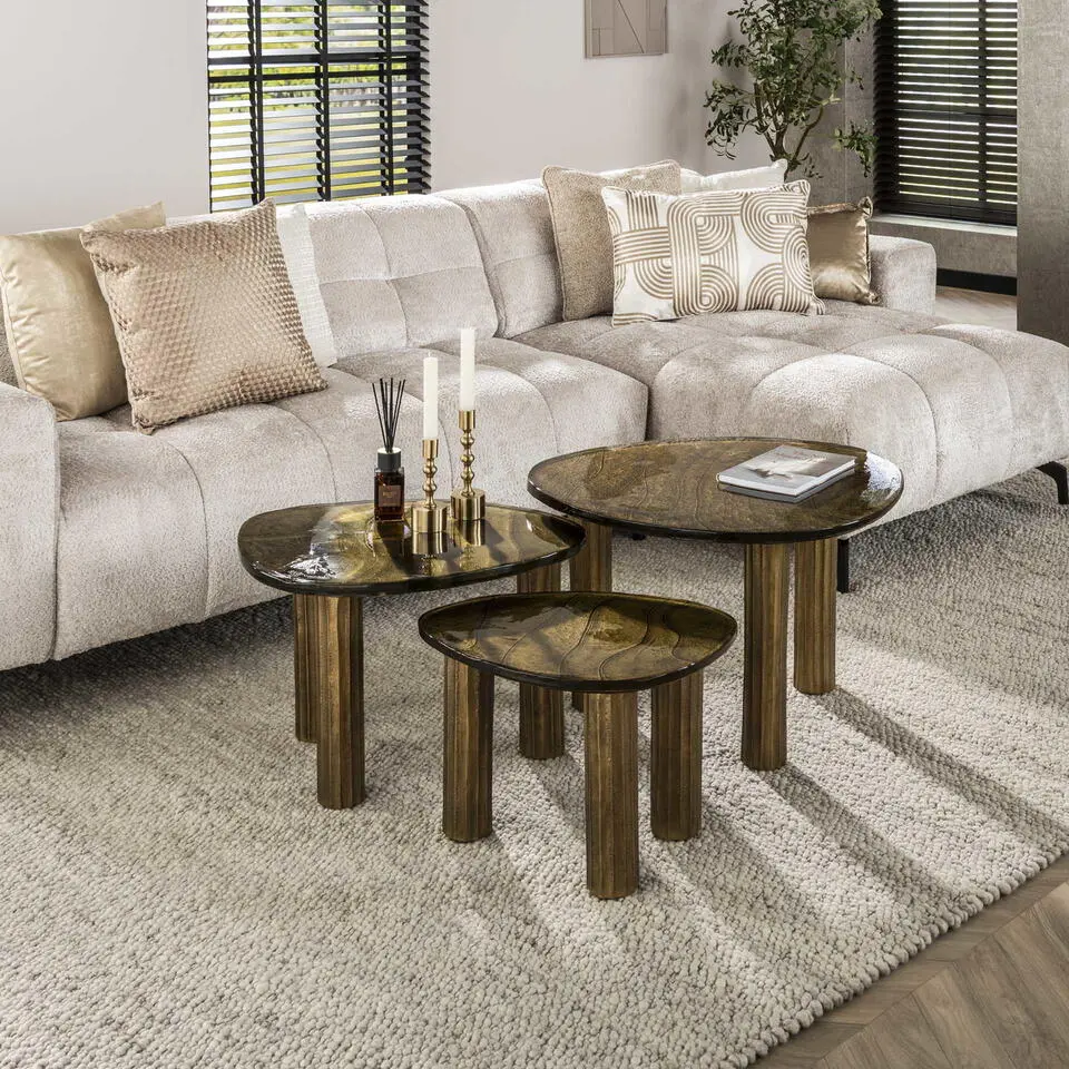 Salontafel Goud Glas - 51x37x35cm - Eclipse