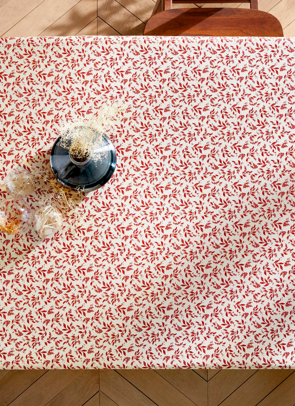 NAPPE ENDUITE à MOTIF VÉGÉTAL BLANC / GRIS