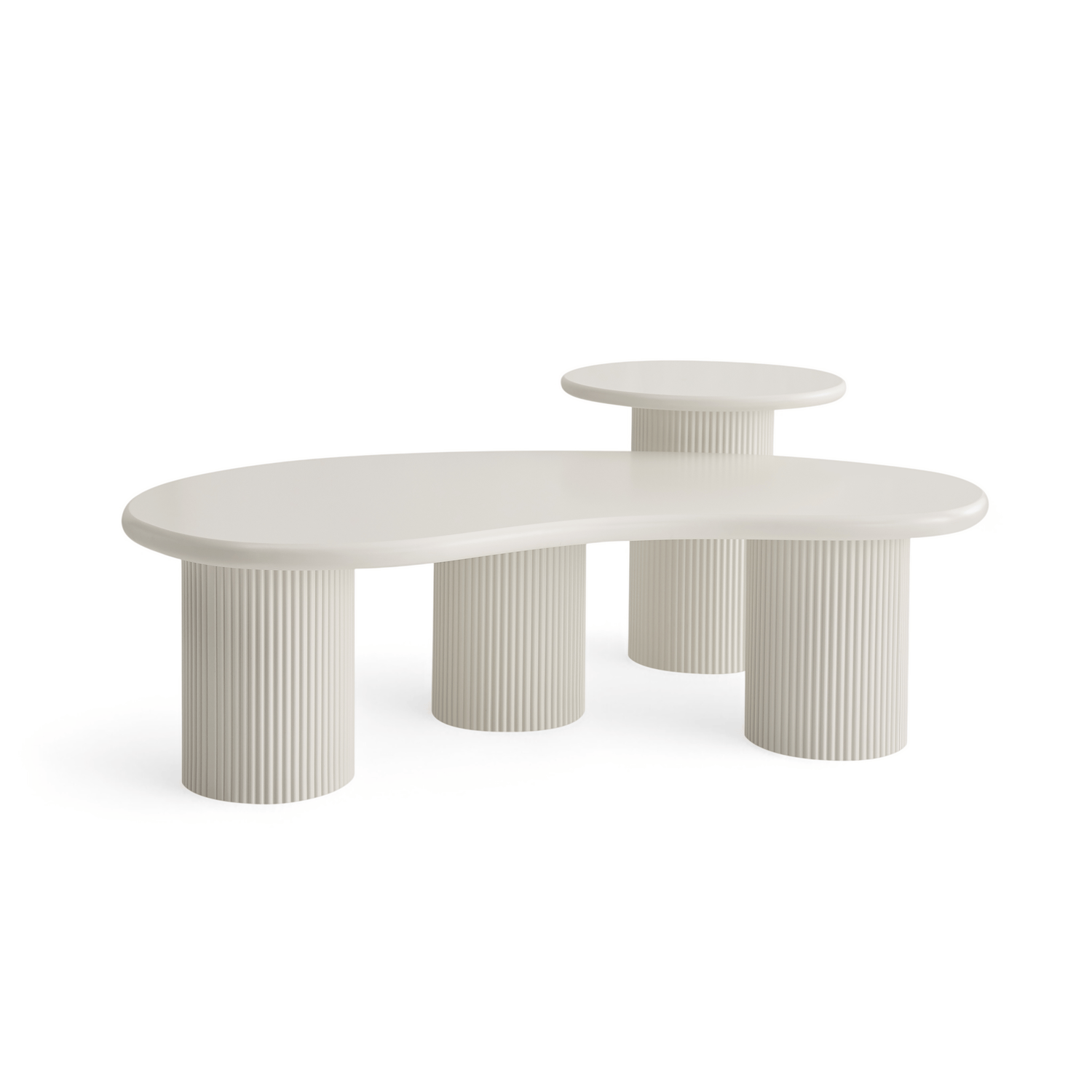 Furnhouse salontafel set Wave - Crème wit - Ø 50/130 cm