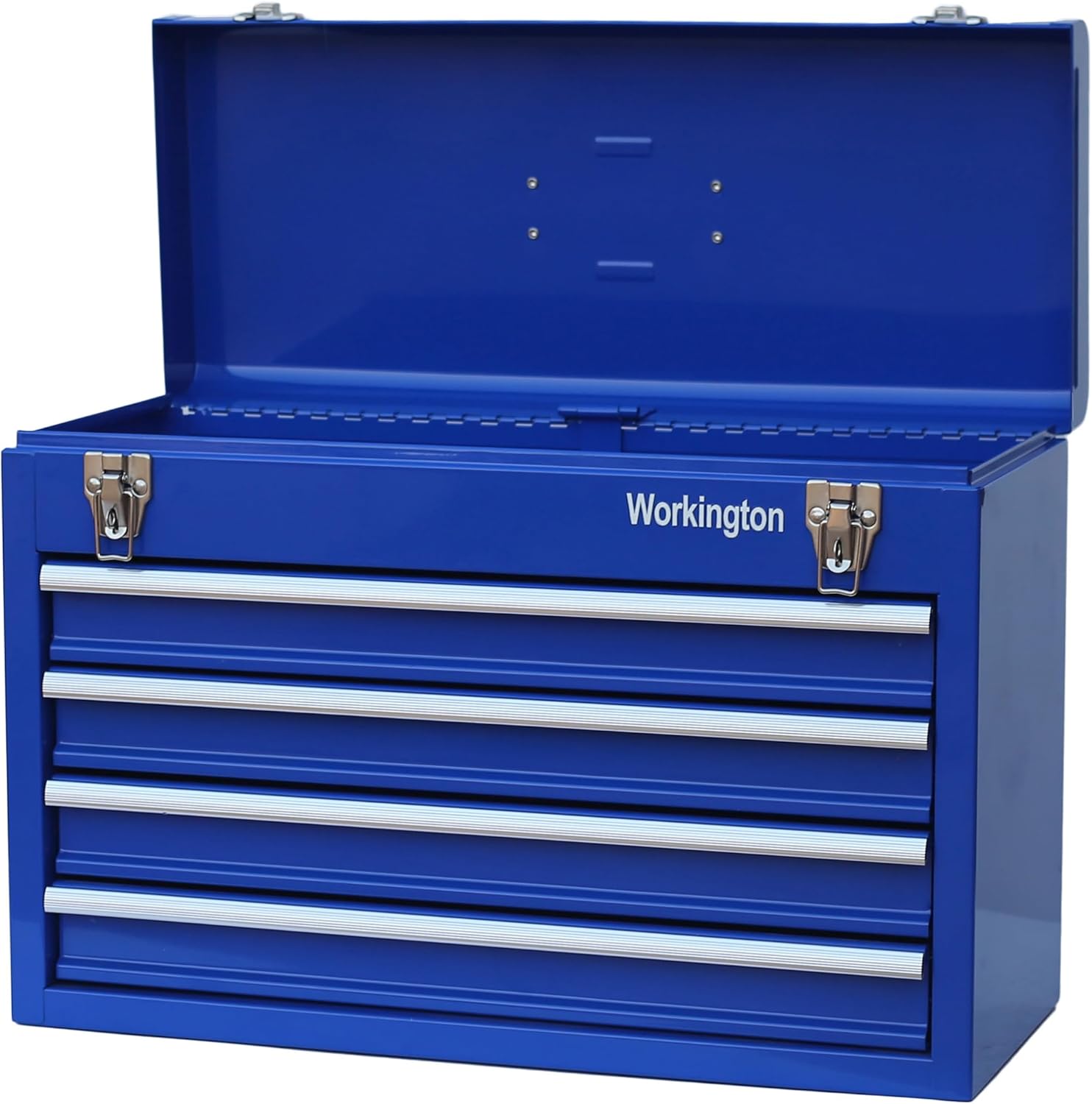 Workington Portable Metal Tool Chest with 4 Drawers, 20 4-Drawer Tool Chest Cabinet with Ball Bearing Drawer Slides, Steel Tool Storage Box Organizer 4004 Blue