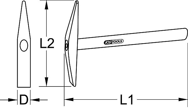 KS Tools - 140.2170 - Marteau à piquer les soudures tête 300g - panne horizontale - manche frêne