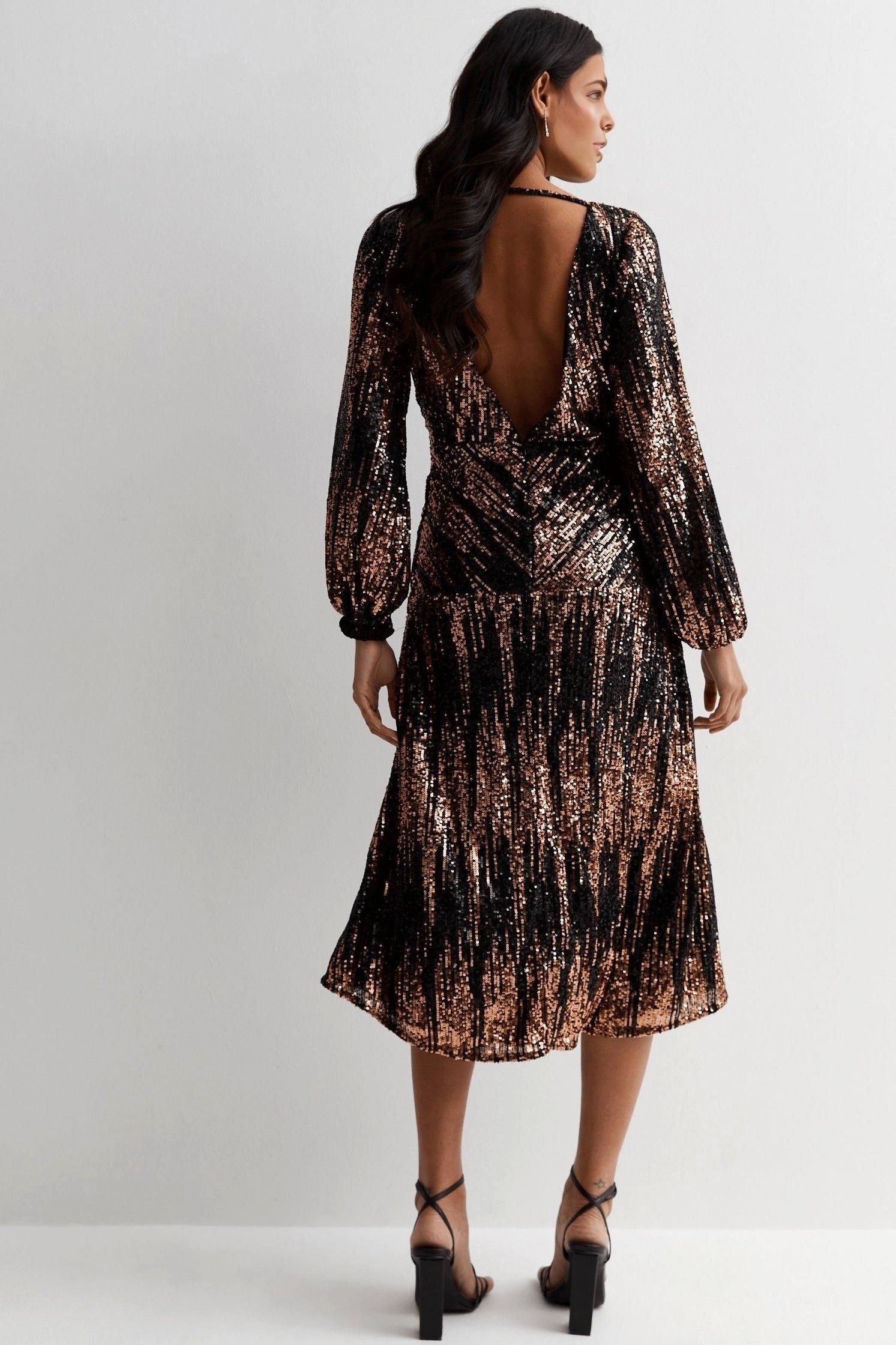 Cutie London V Neck Sequin Bow Dress