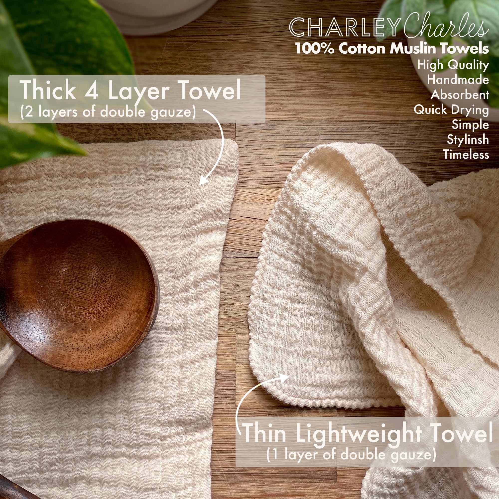 LIGHTWEIGHT Gauze Towel - 100% Cotton 2 Ply Muslin, Many Sizes + Colors, Very Thin And Fast Drying, Eco Friendly