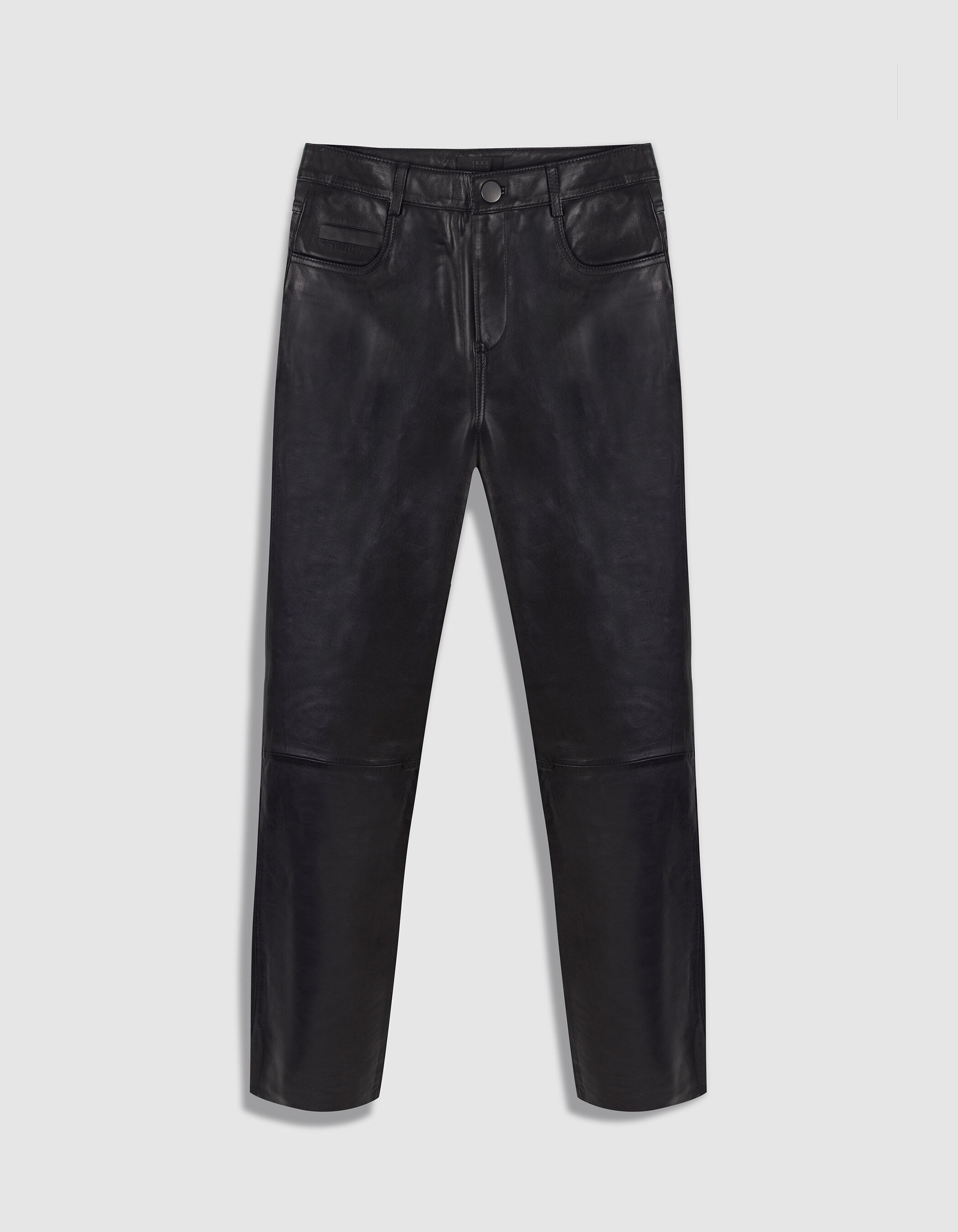 Pantalon en cuir noir coupe jean Femme