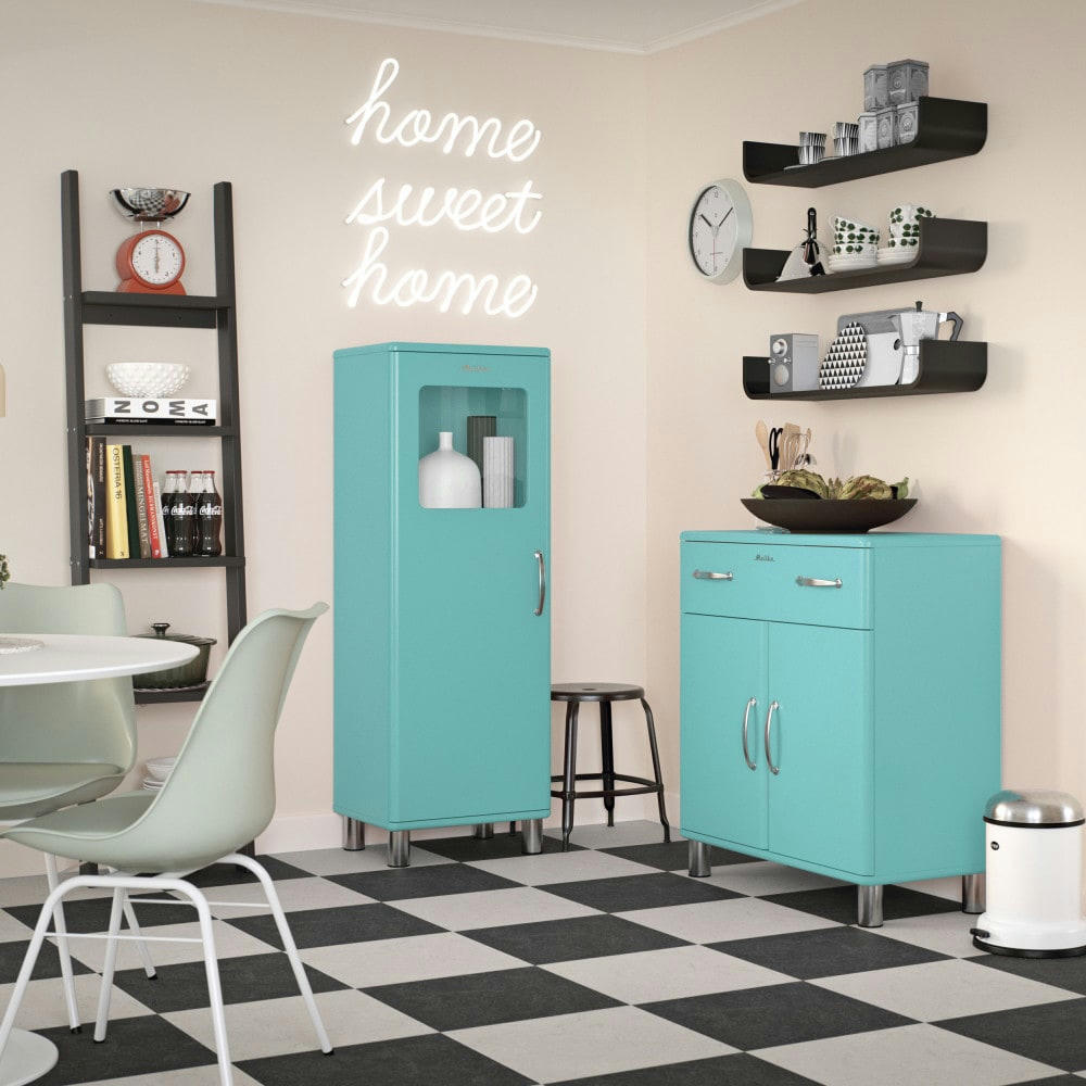 MALIBU - Colonne de rangement vintage H143cm turquoise