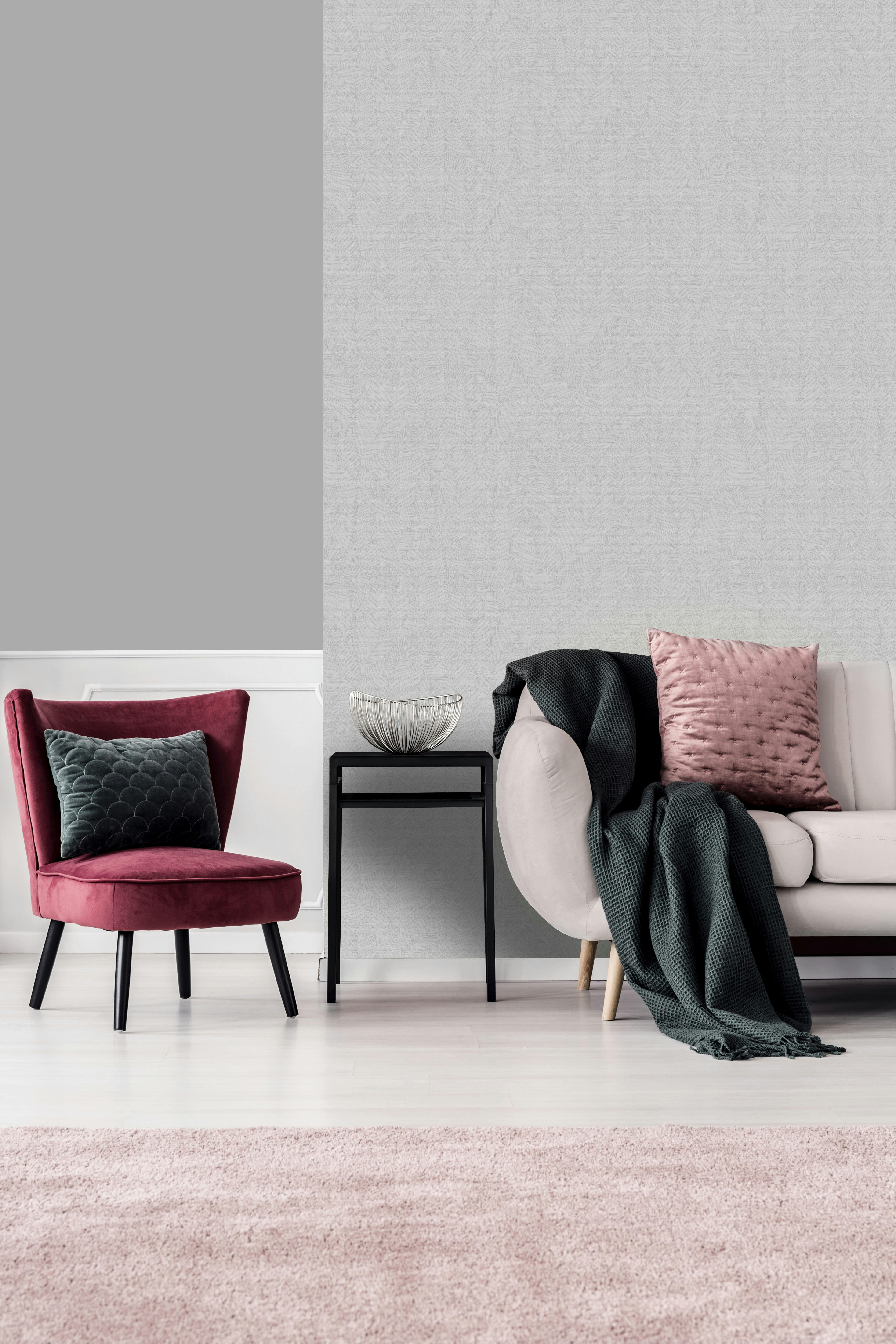 - papier peint blad all over gris 1005x52cm