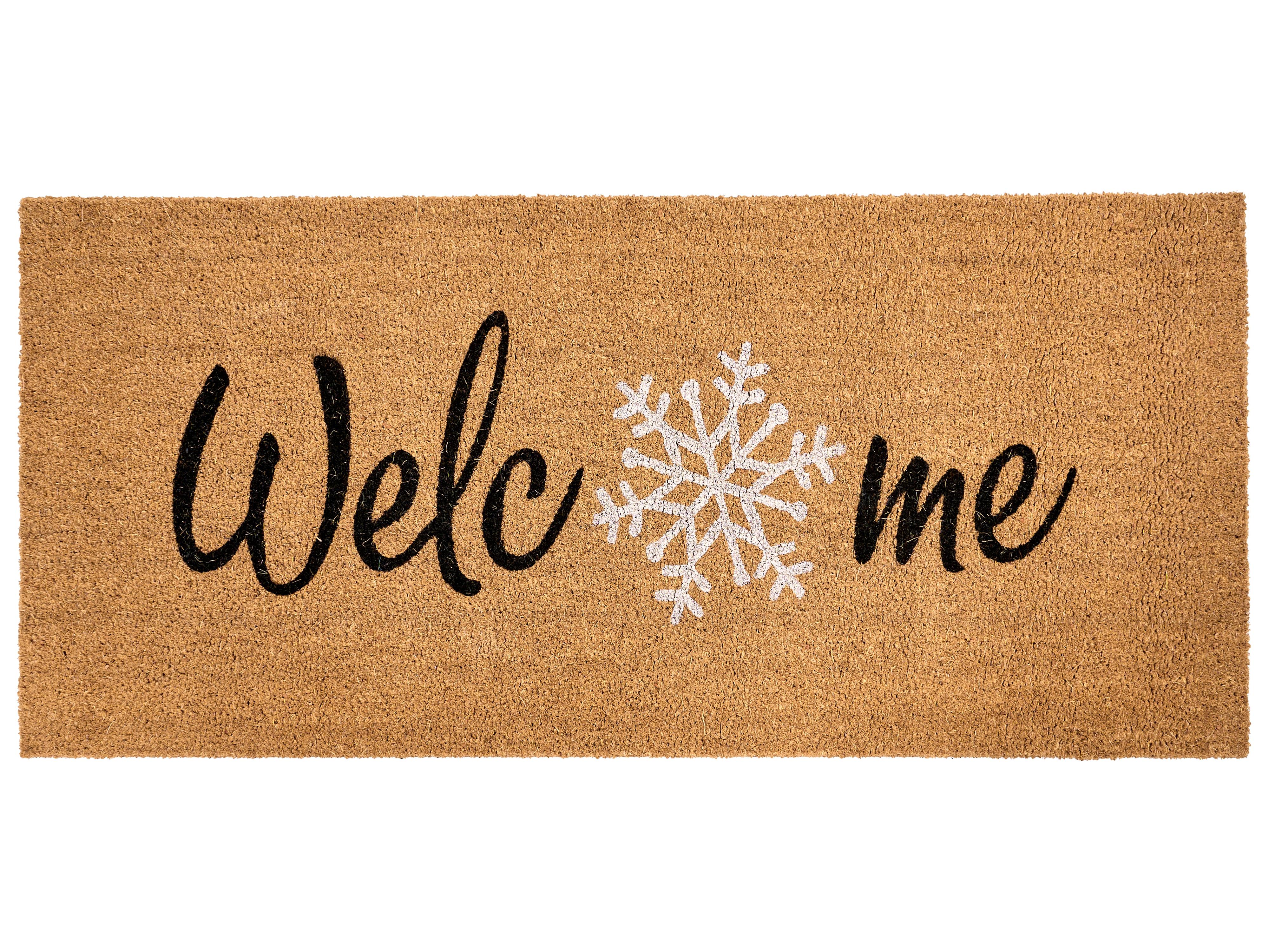 Doormat BALANACAN Natural 55 x 120 cm Christmas Motif Coir