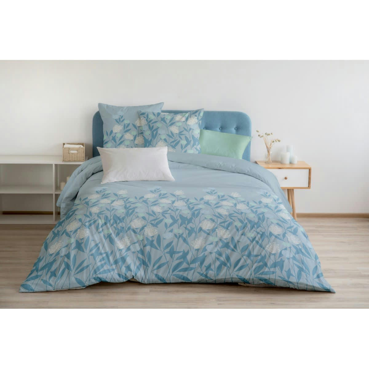 TEMPETE FLORALE - TEMPETE FLORALE Parure de couette 100% coton - Bleu - 240x260 cm