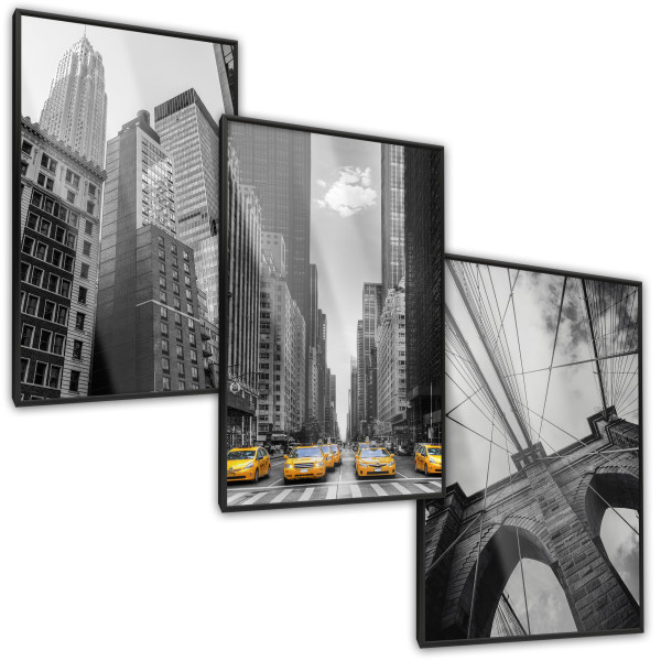 ZESTAW 3x Plakat NEW YORK Wieżowce Architektura 30x40cm