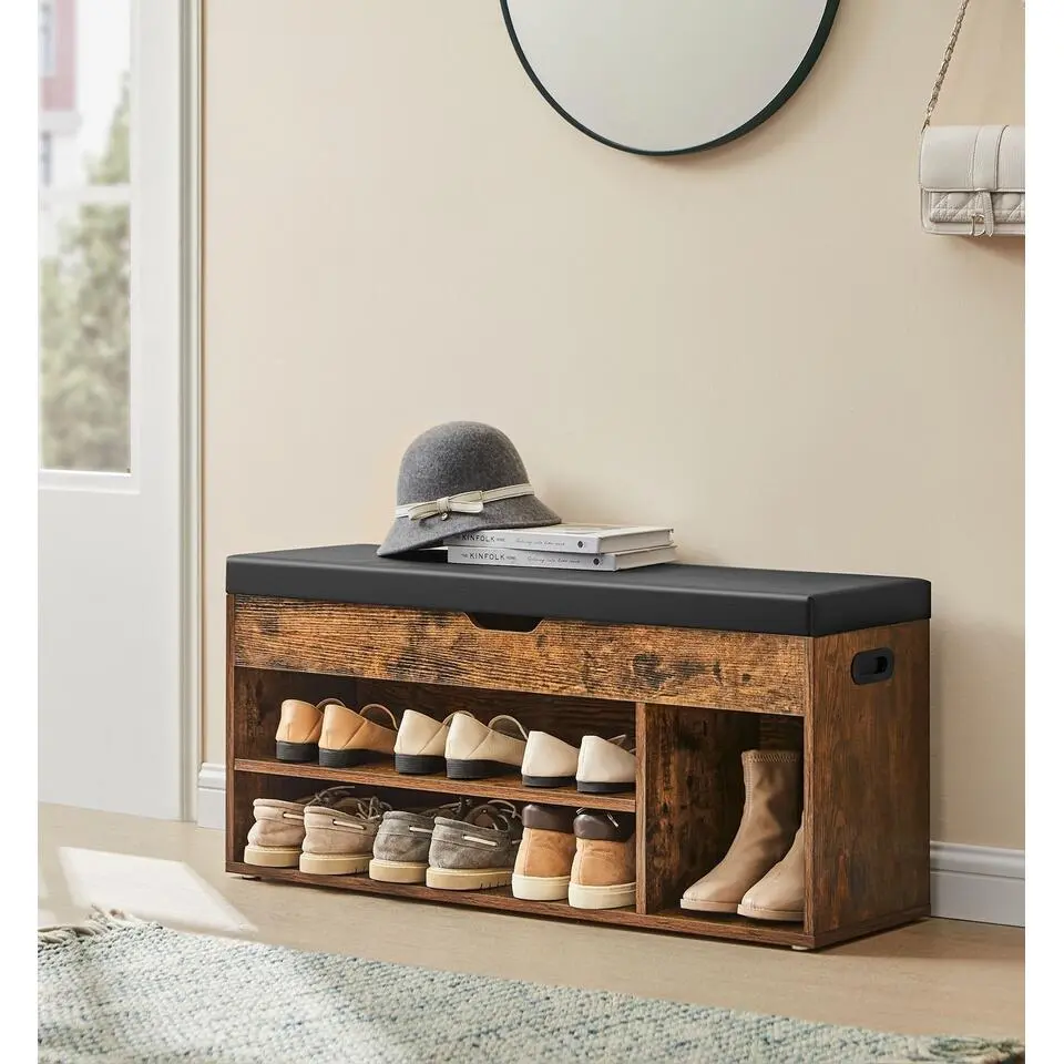 Parya Home Gevoerde schoenenbank, opbergbank, 3 vakken