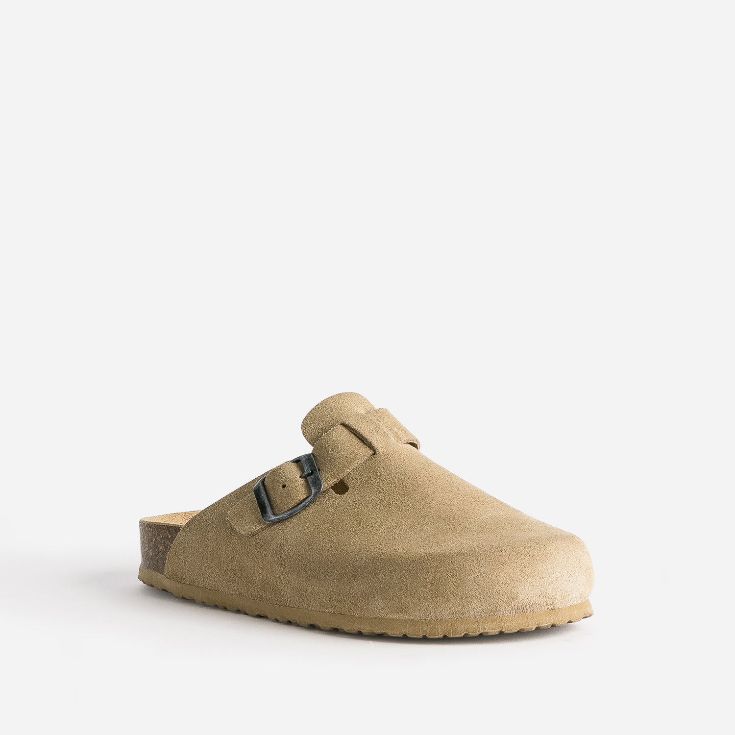 Mule-sabot TEXTO en cuir velours beige