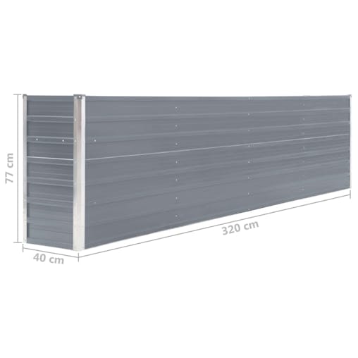 NNEVL Raised Garden Bed 320x40x77 cm Galvanised Steel Grey