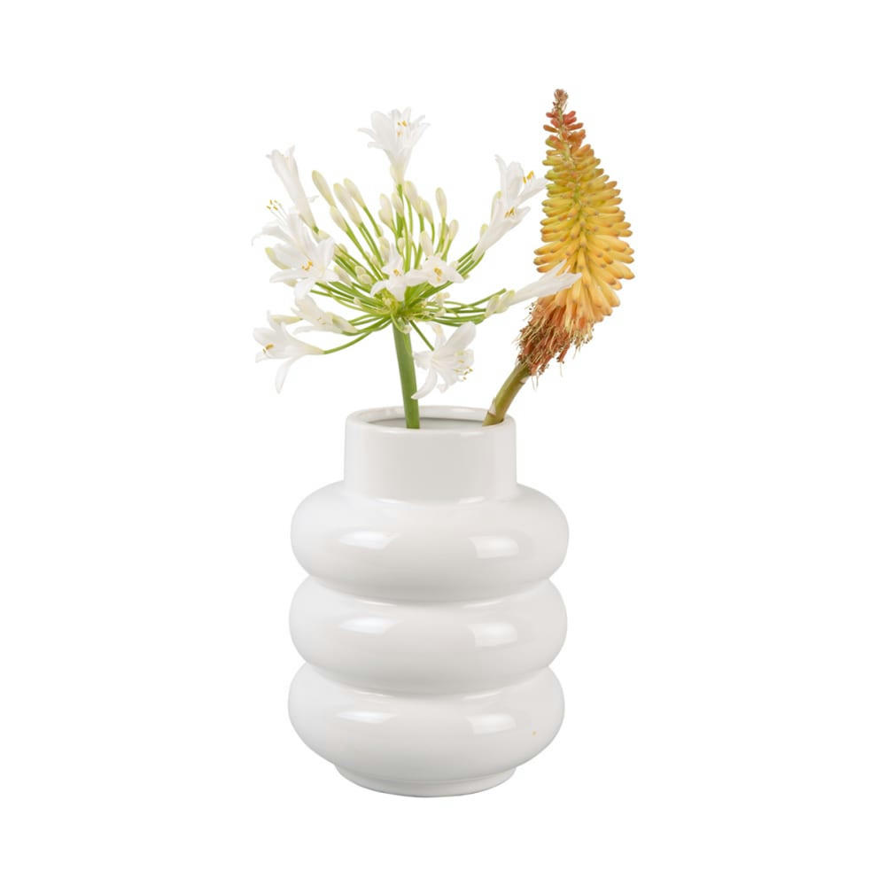 BOBBLY GLAZED - Vase en céramique blanc H 19,5cm