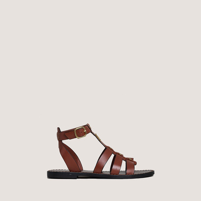 Sandales à monogrammes et boucles ajusta...en cuir cognac | WAN