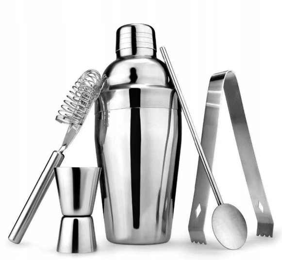 Zestaw Barmański 5 El - Shaker Cobbler 750 Ml Srebrny