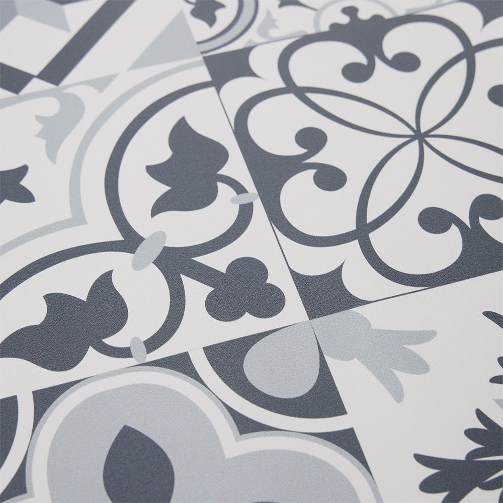 Tapis vinyle façon carreaux de ciment gris et blancs 50x100cm
