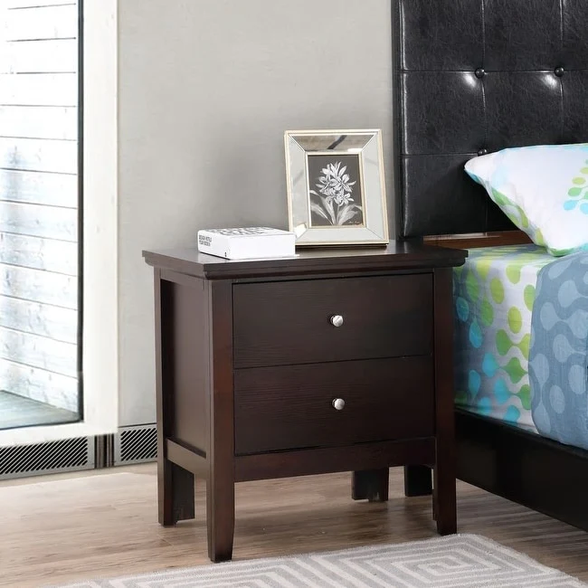 Primo Transitional Wood 2-drawer Nightstand Table