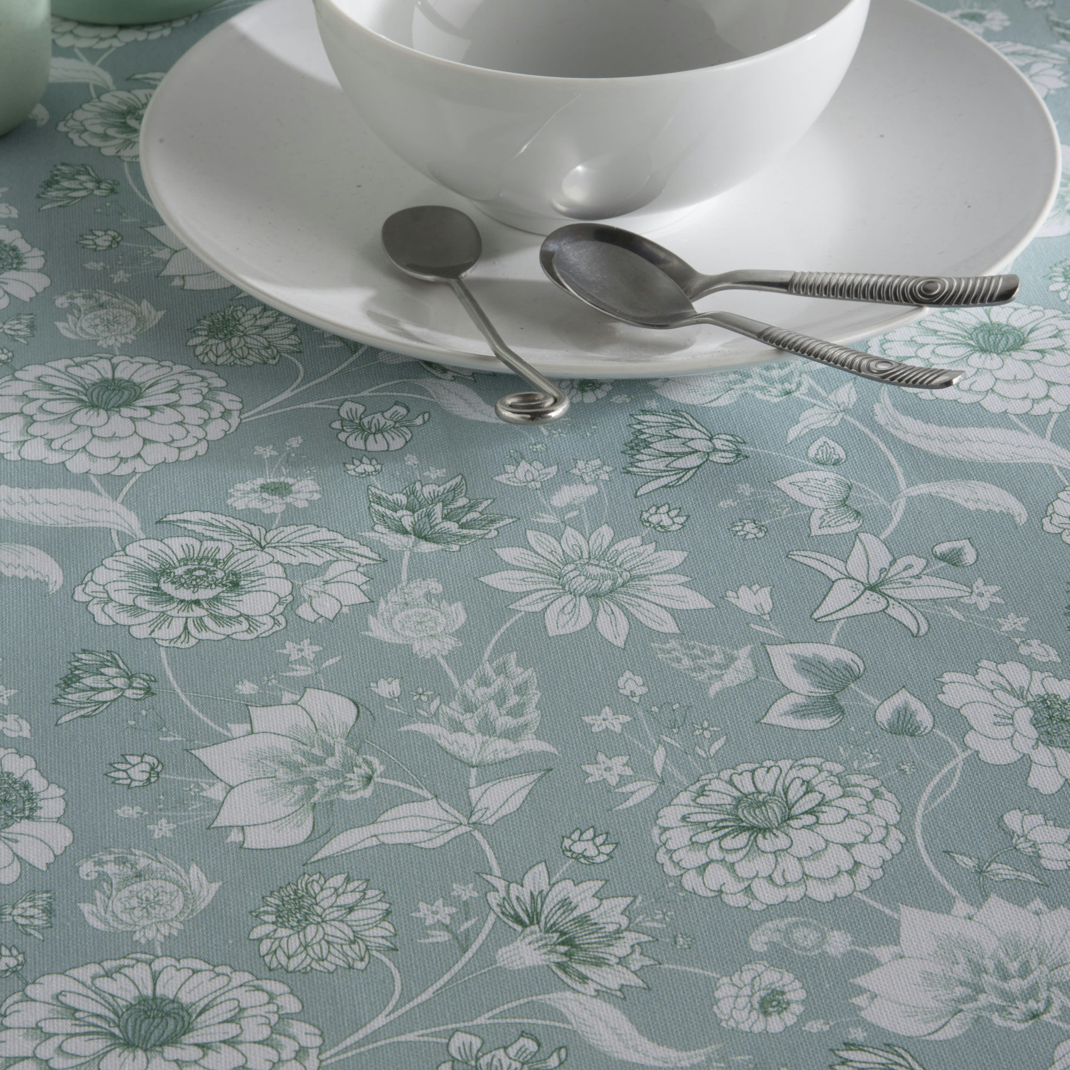 BOON AGUAMARINA - Nappe en coton biologique antitâche imprimée eau de mer 140x140 cm