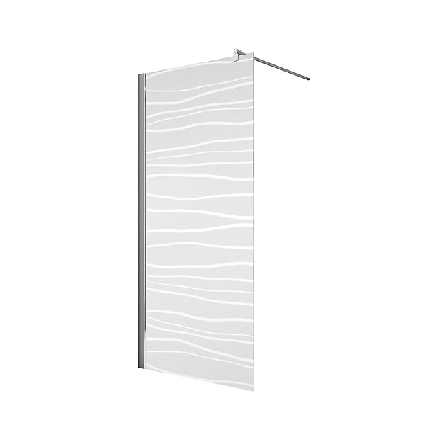 Paroi de douche fixe à l'italienne l.120xH.190cm, Walk In, verre transparent anticalcaire 6mm, décor Mistral, profilé chromé, Schulte NewStyle
