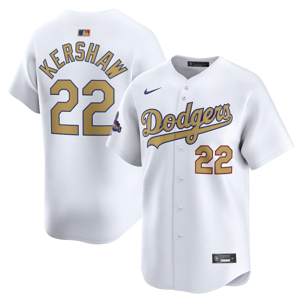 Clayton Kershaw Los Angeles Dodgers Nike 2025 Gold Collection Limited Jersey – White