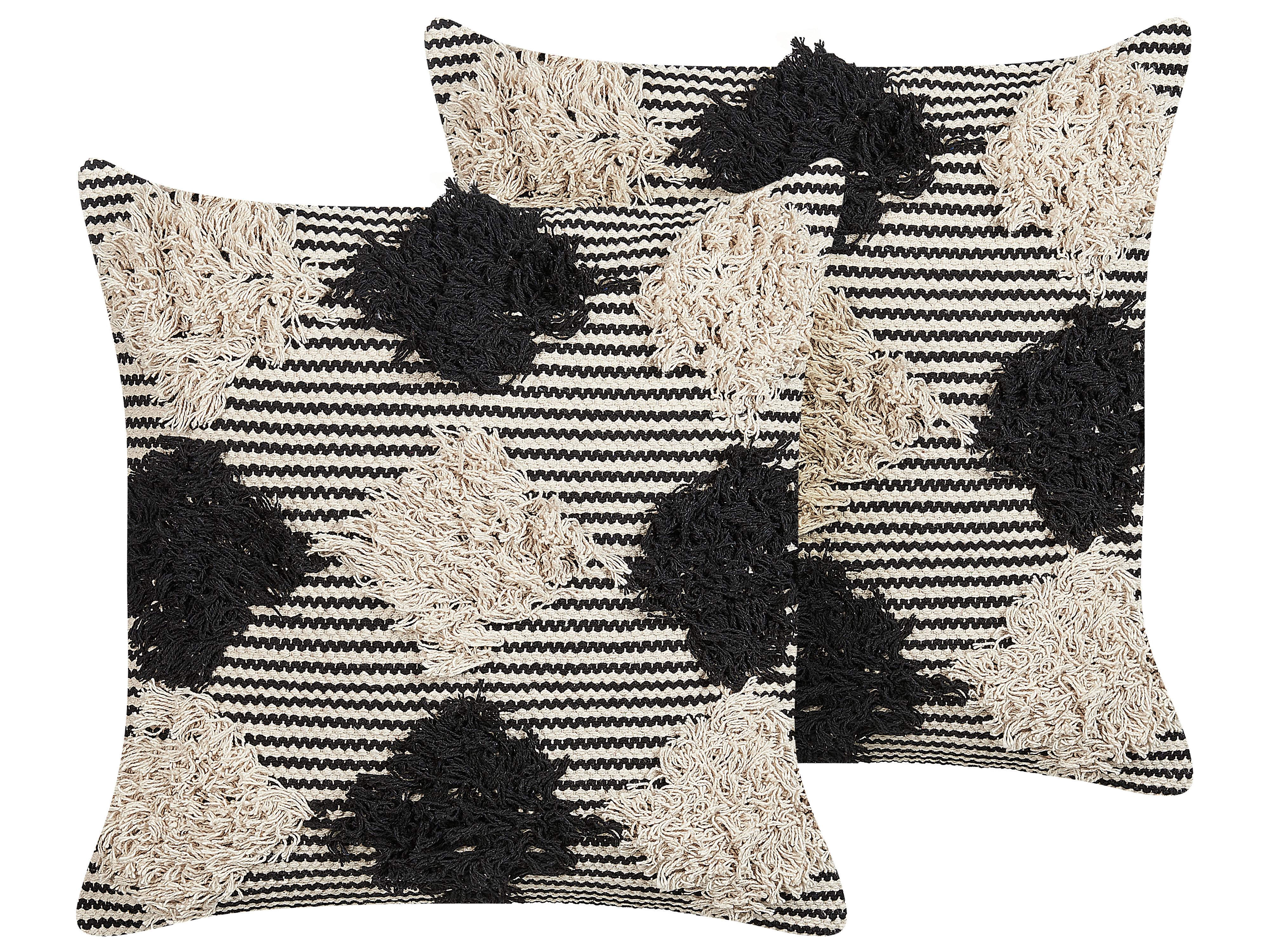 Throw Cushion BHUSAWAL Cotton 50 x 50 cm Black Geometric Pattern