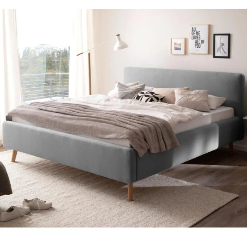 Tweepersoonsbed Tony 180x200cm met opbergruimte - grijs