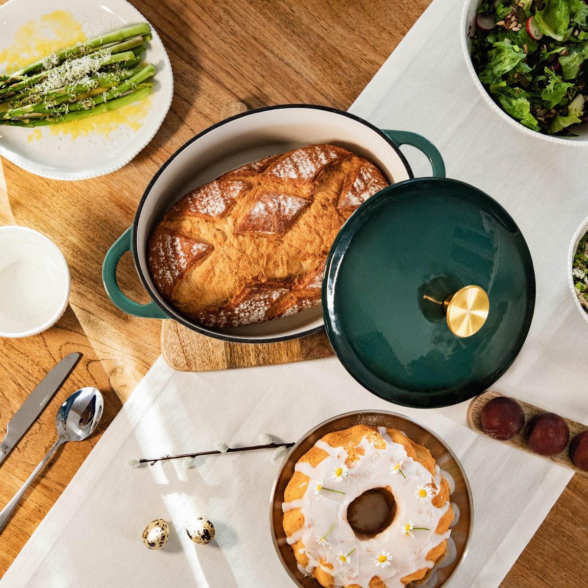 Garnek żeliwny ANDREAS zielony owalny ombre 4,5 l