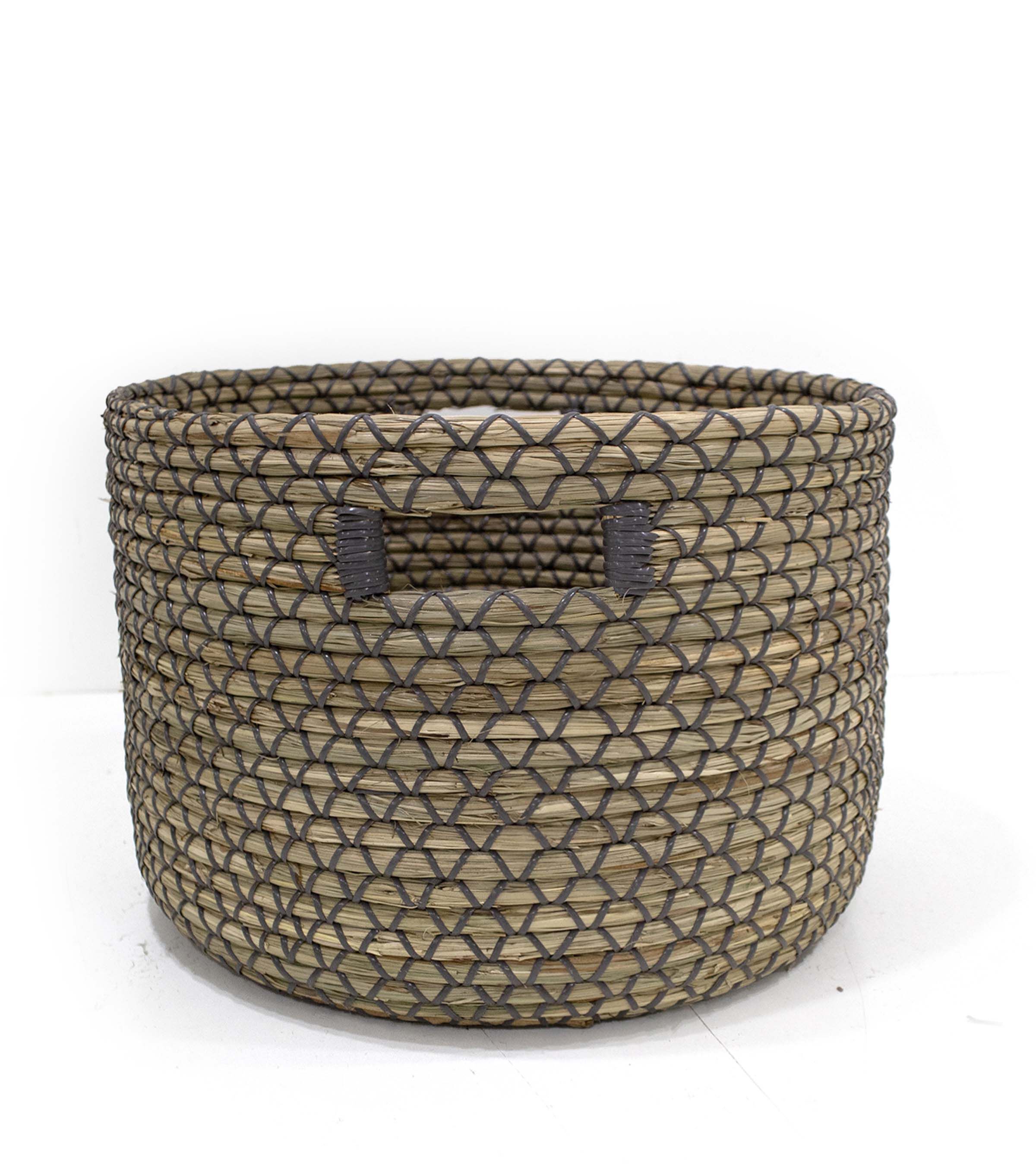 16 Seagrass Woven Basket With Cutout Handle by Place & Time