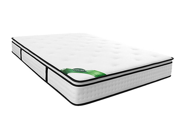 Ensemble 180 x 200 cm sommier tapissier   matelas ressorts ensachés 7 zones surmatelas intégré et coutil bambou ép.23cm - TAREVO