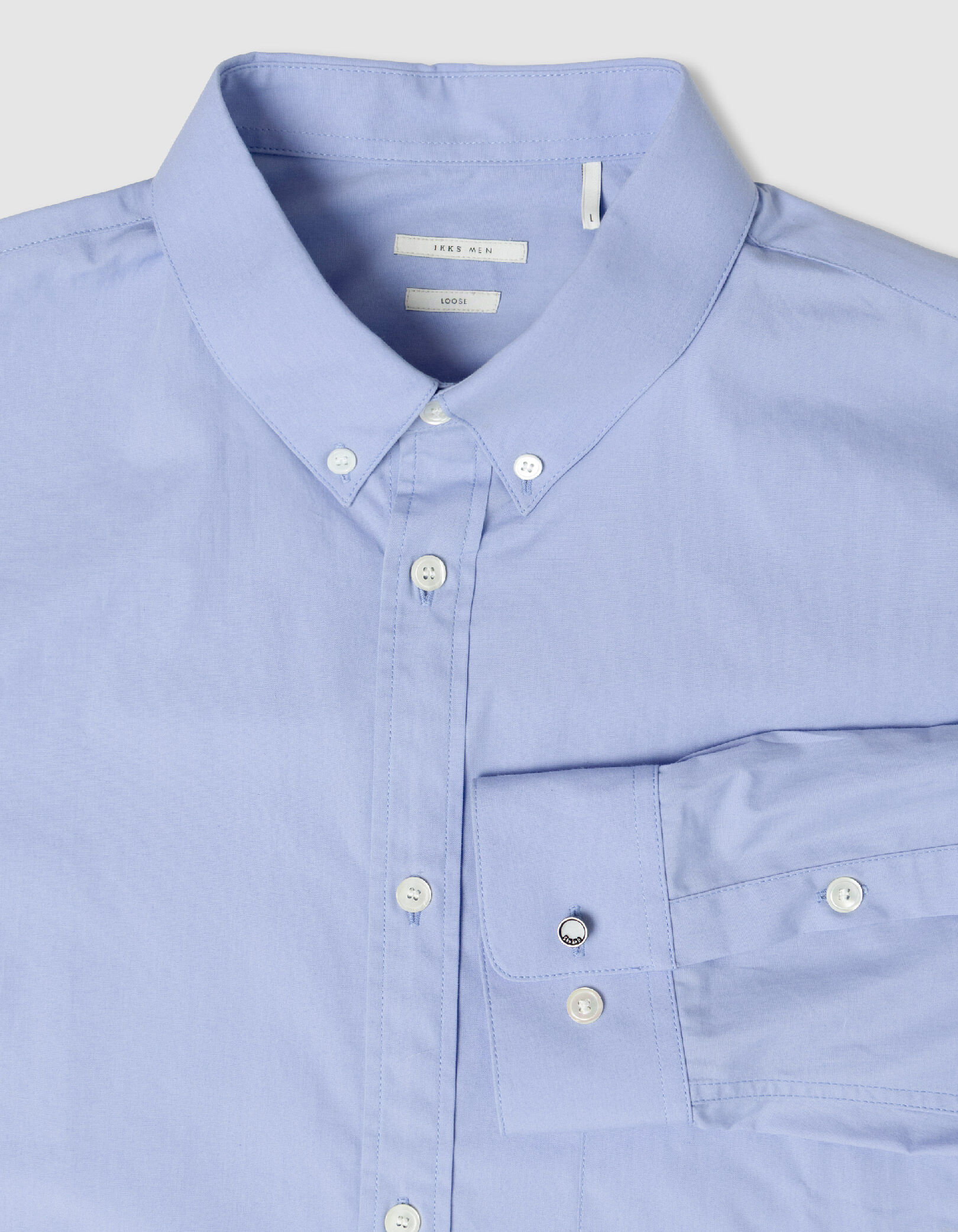 Chemise loose bleue unie coton bio Homme