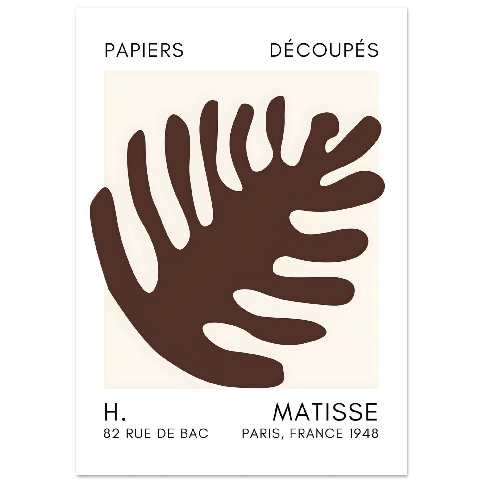 Artfulprints Poster Matisse – Coral bloom brown  - A4 21x29.7 cm - Bruin