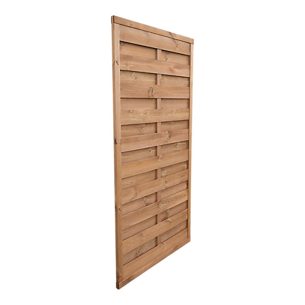 Panneau droit de clôture Arve 2 en bois traité marron ép.30 mm L. 90 x H.180 cm