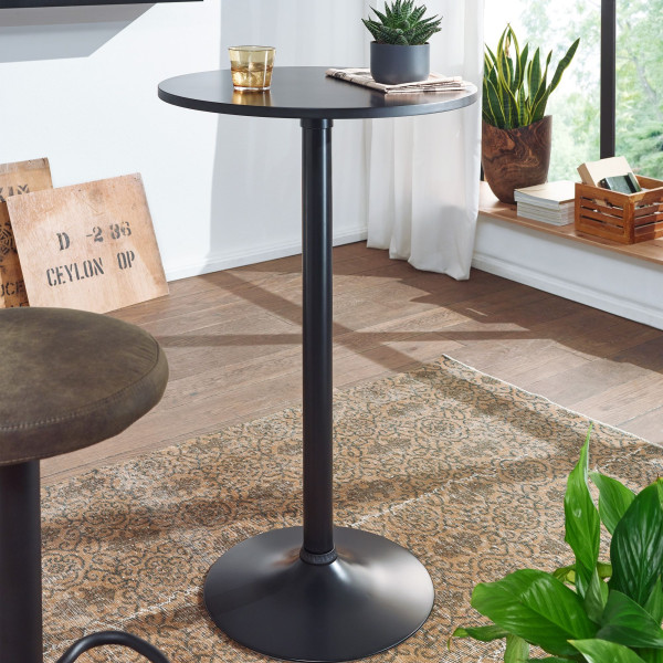 FineBuy Stolik barowy mdf czarny 60 cm