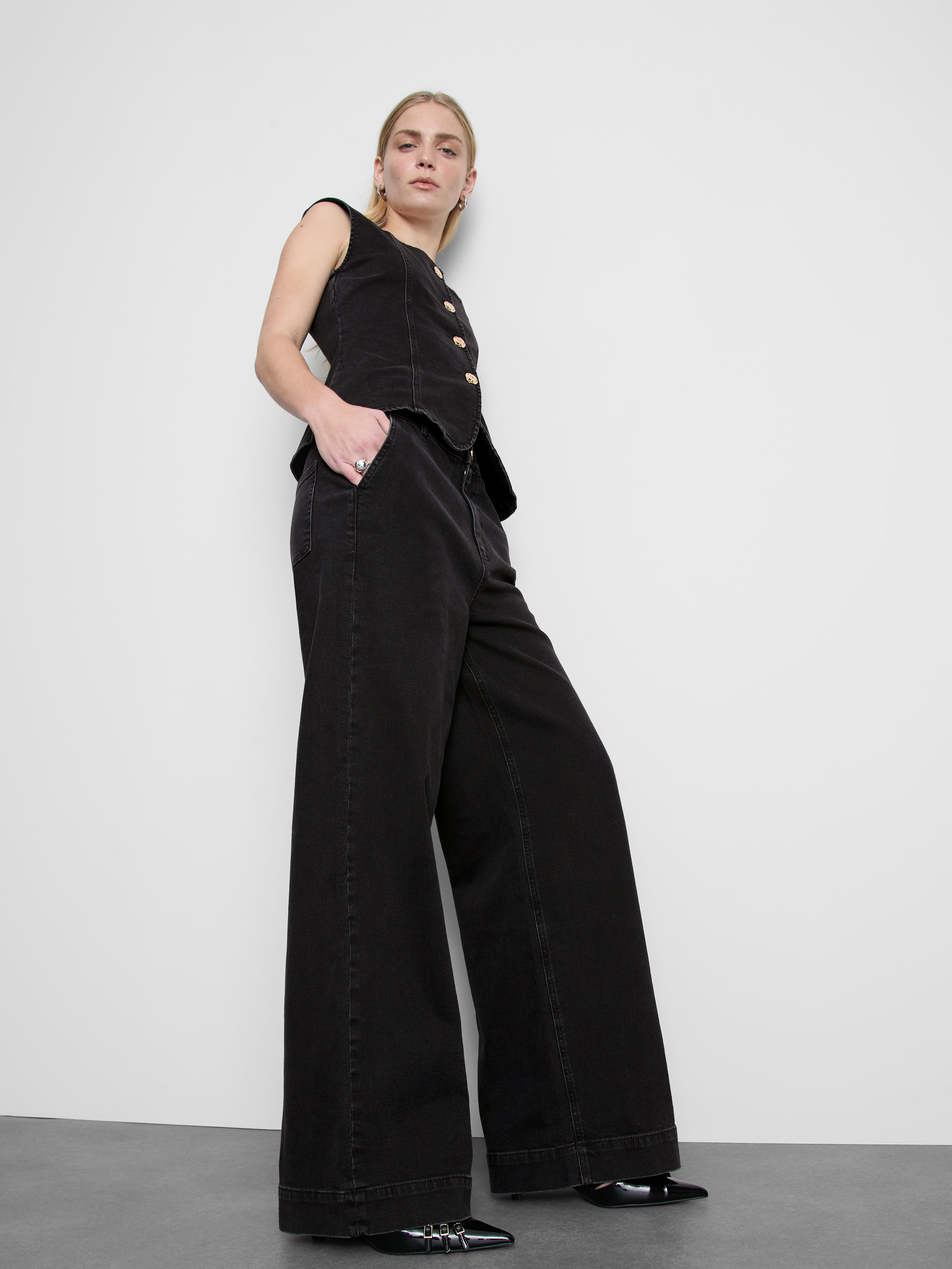 Deep Hem Wide Leg Jeans