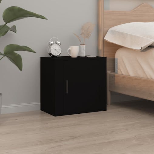 NNEVL Wall-mounted Bedside Cabinet Black 50x30x47 cm
