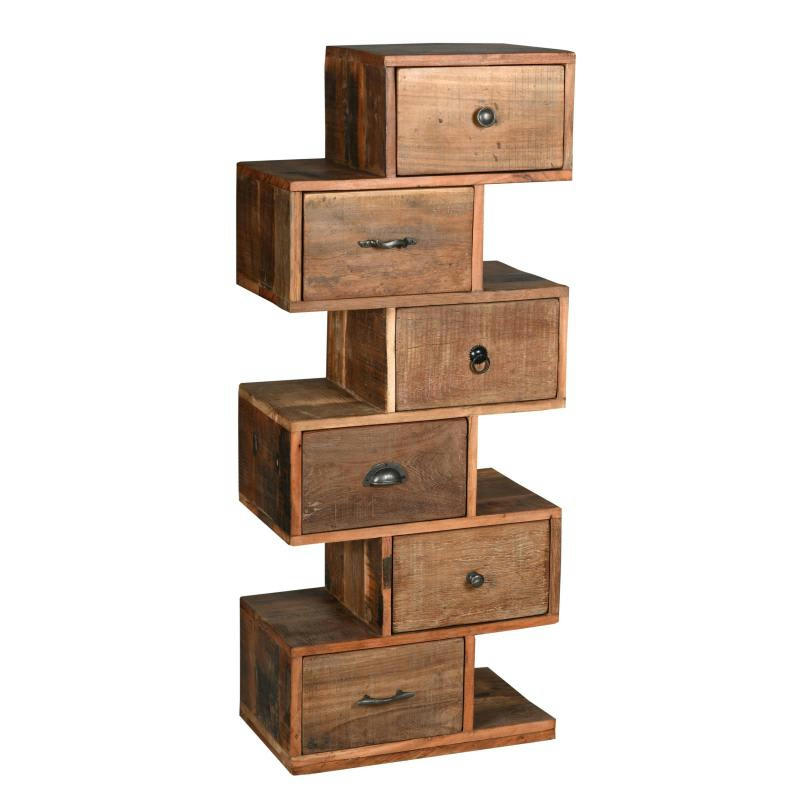 - Commode zig zag en bois recyclé et métal