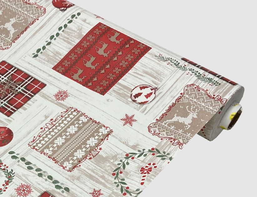 Wachstuch Patchwork Weiß, Rot